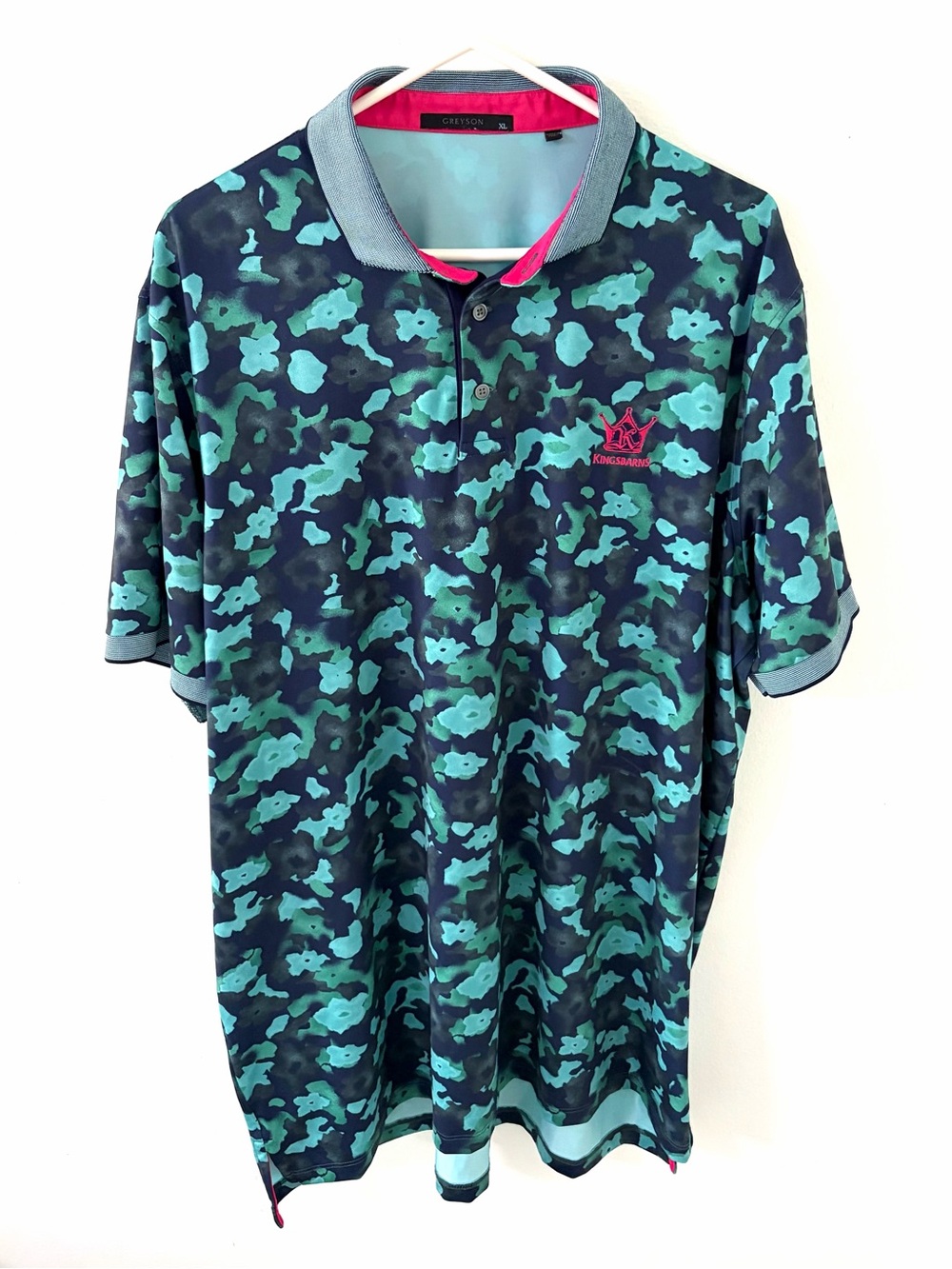 Greyson Floral Camo Kingsbarns Golf Links Performance Polo, Size: XL